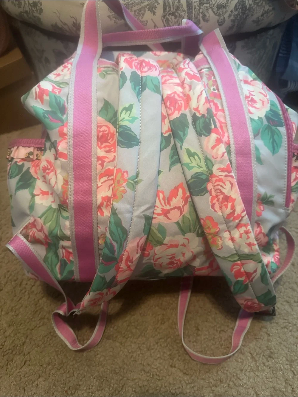 Matilda Jane Pink and Green Floral Canvas Tote Back Pack